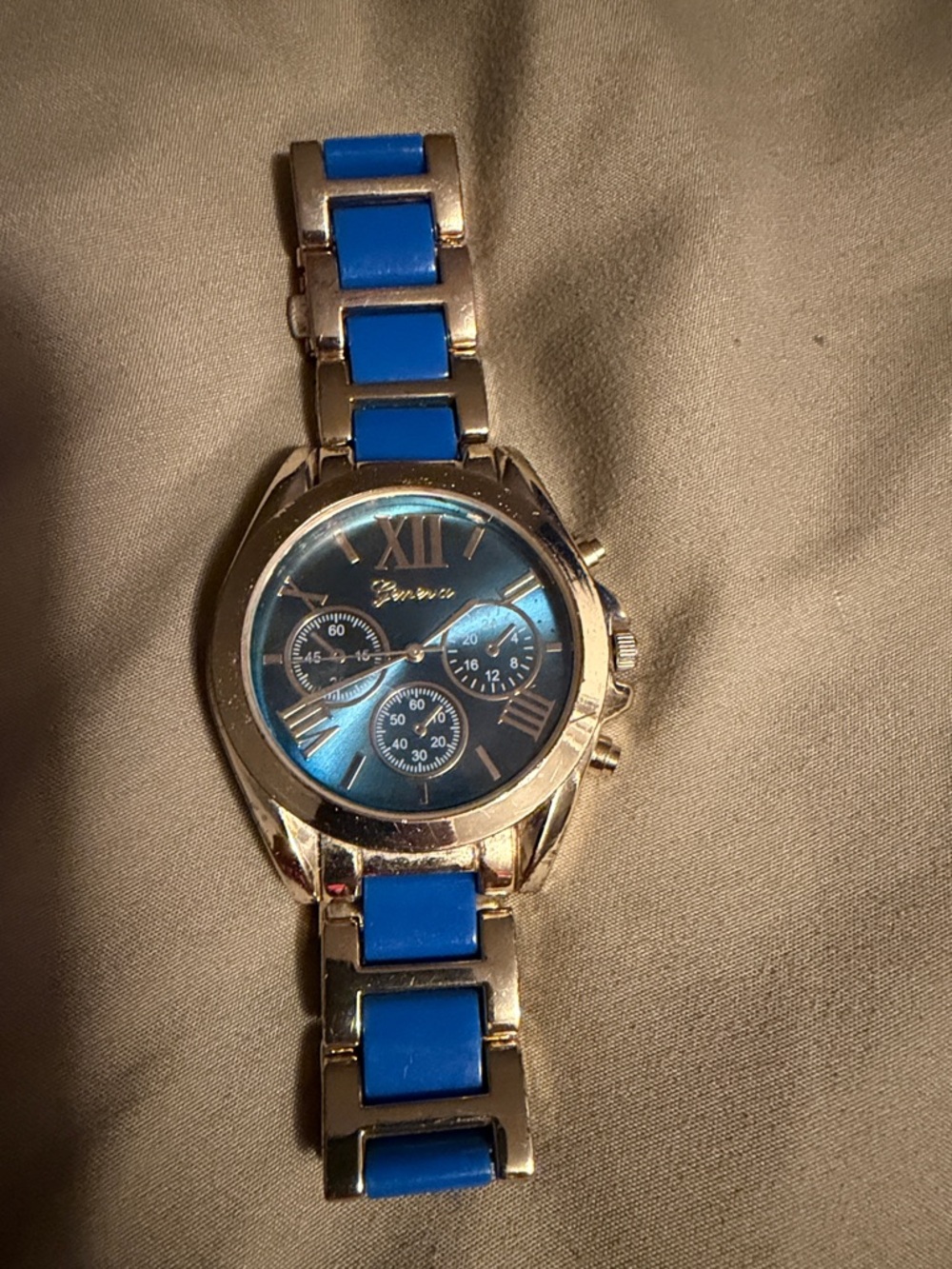 Geneva Blue and Gold Women's Bracelet Watch